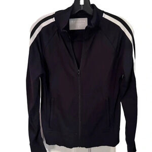 ATHLETA Women's Track Jacket Full Zip Black White Stripes Size S